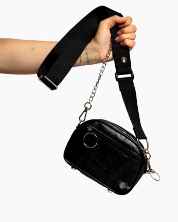 Cartera Tulipán Negro Texturizado